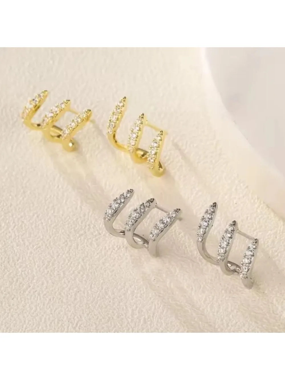 Elegant Rhinestone Three Claw Earrings Women Party Jewelry