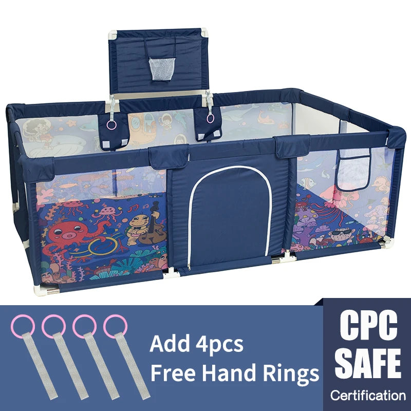 IMBABY Baby Playpens Large Baby Playground Cartoon Playpen for Children Basketball Baby Activity Fence Pool Balls Park for Baby