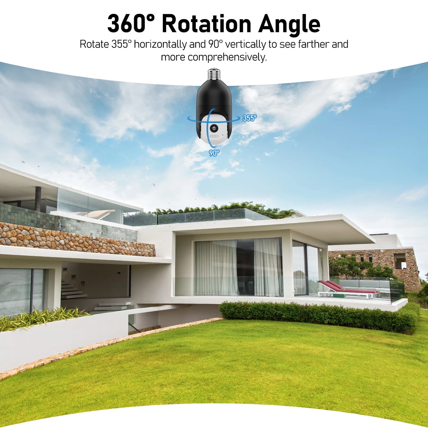 E27 Light Bulb Camera WIFI Outdoor Security Camera 360° PTZ PIR Smart Light Auto Track Waterproof CCTV Surveillance Camera IP