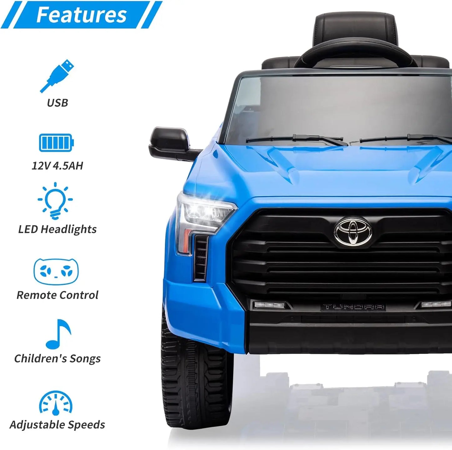 Electric Car for Kids Ride on toys 12V Electric Truck Off-Road Kids Pickup Car with Remote Control LED Headlights 3 Speeds