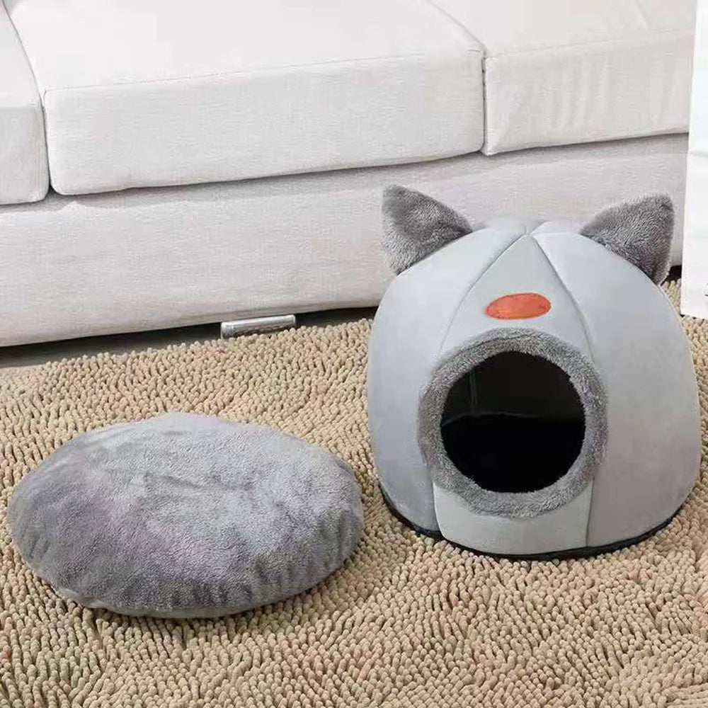 Guangdong Cat Ear Plush Pet Bed For Cats Keep Warm In Winter And Machine Washable