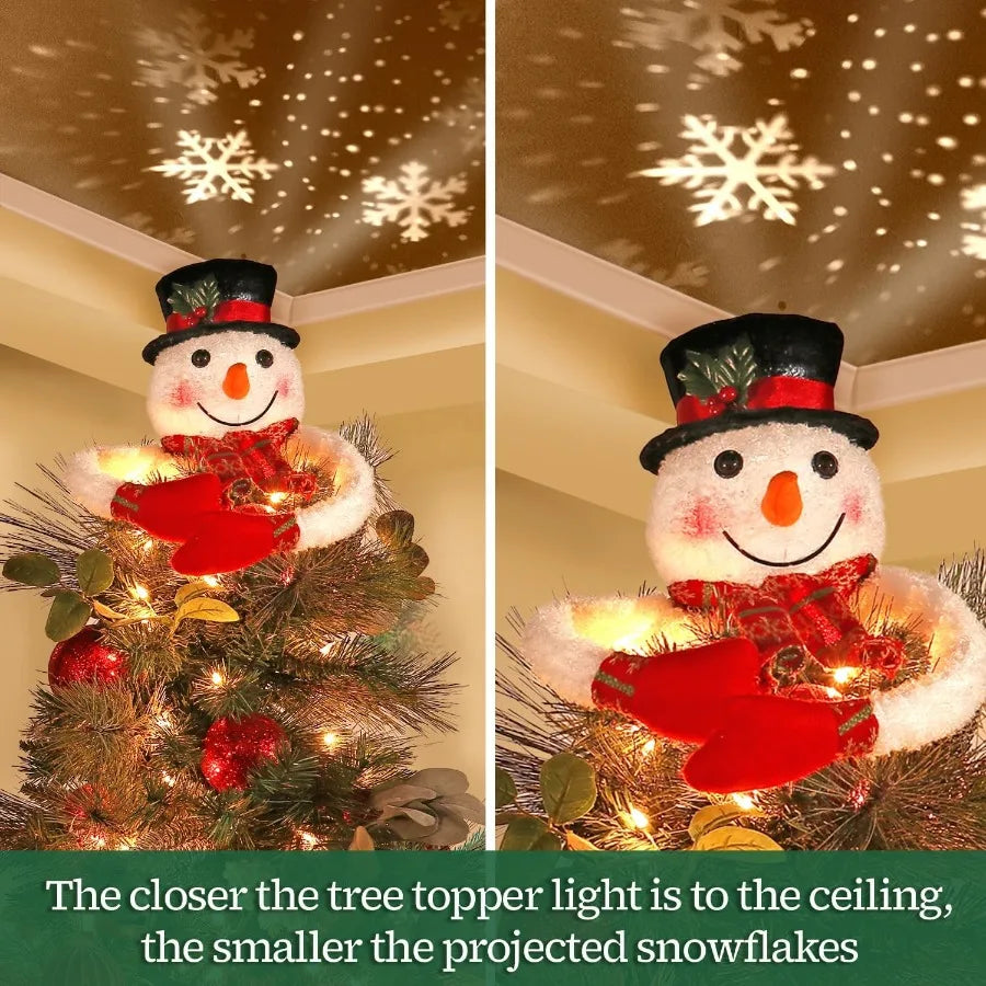 Christmas Snowman Tree Topper Projector Led Light Decor