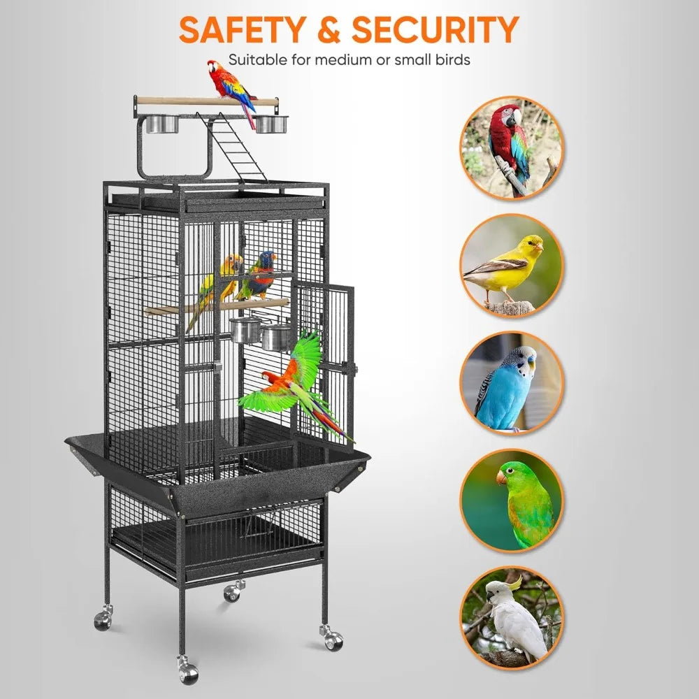 Playtop Parrot Bird Cage WroughtIron RollingStand HeavyDuty EnclosureSystem IndustrialGrade