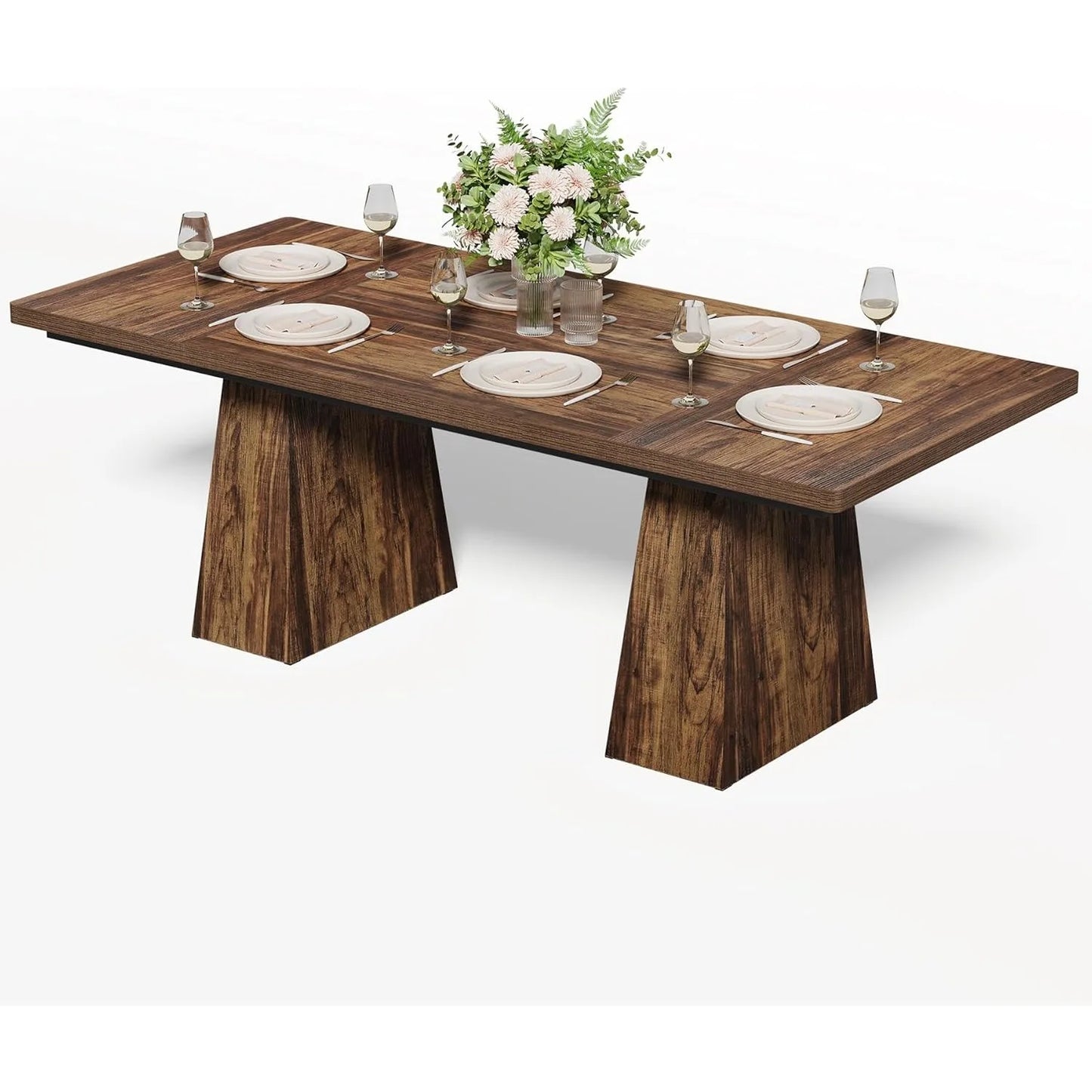 LITTLE TREE Dining Table for 6 People,Rectangle Table with Heavy Duty Legs, Modern Dining Table for Kitchen, Dining Room