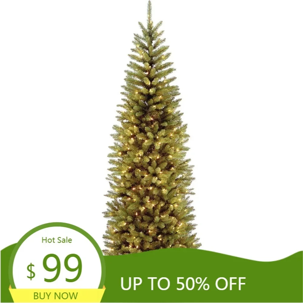 XMSJ Kingswood Fir Artificial Christmas Tree With Lights And Stand