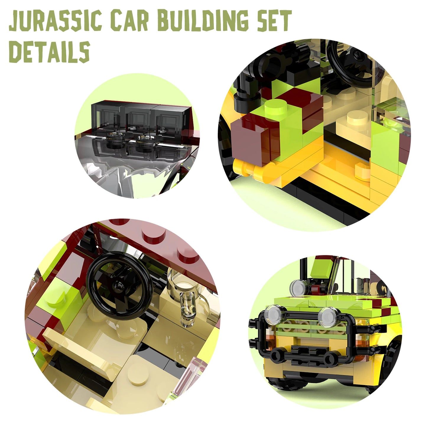 Jurassic Tour Vehicle Building Toys Set, Dinosaur World Off-Road Car Jurassic Movie Brick Toys, Creative Present (309 Pcs)