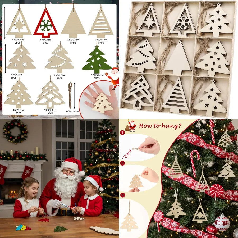 NT NIETING Christmas Wooden Ornaments Set For DIY Gift Making