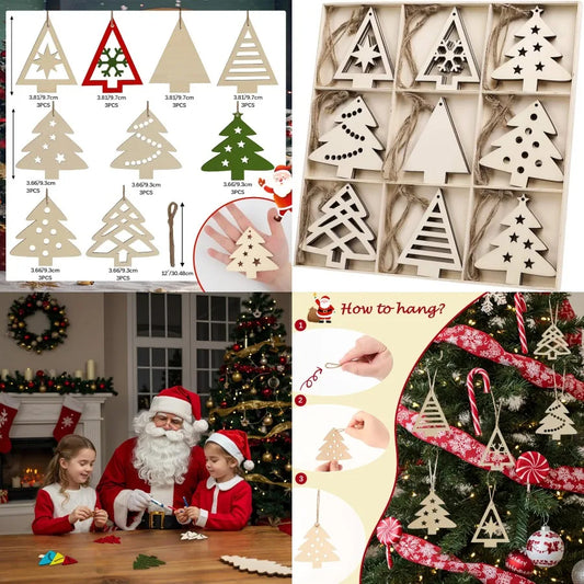 NT NIETING Christmas Wooden Ornaments Set For DIY Gift Making