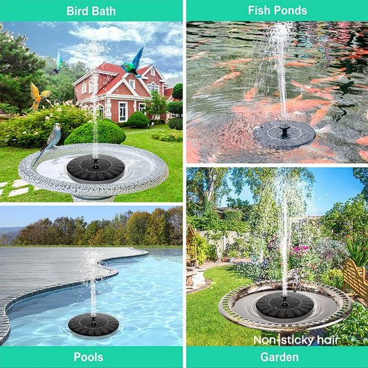 13/16/18cm Solar Fountain Pump Floating Solar Panel Bird Baths Water Fountain with 8 Nozzles For Outdoor Garden Pool Pond Decor