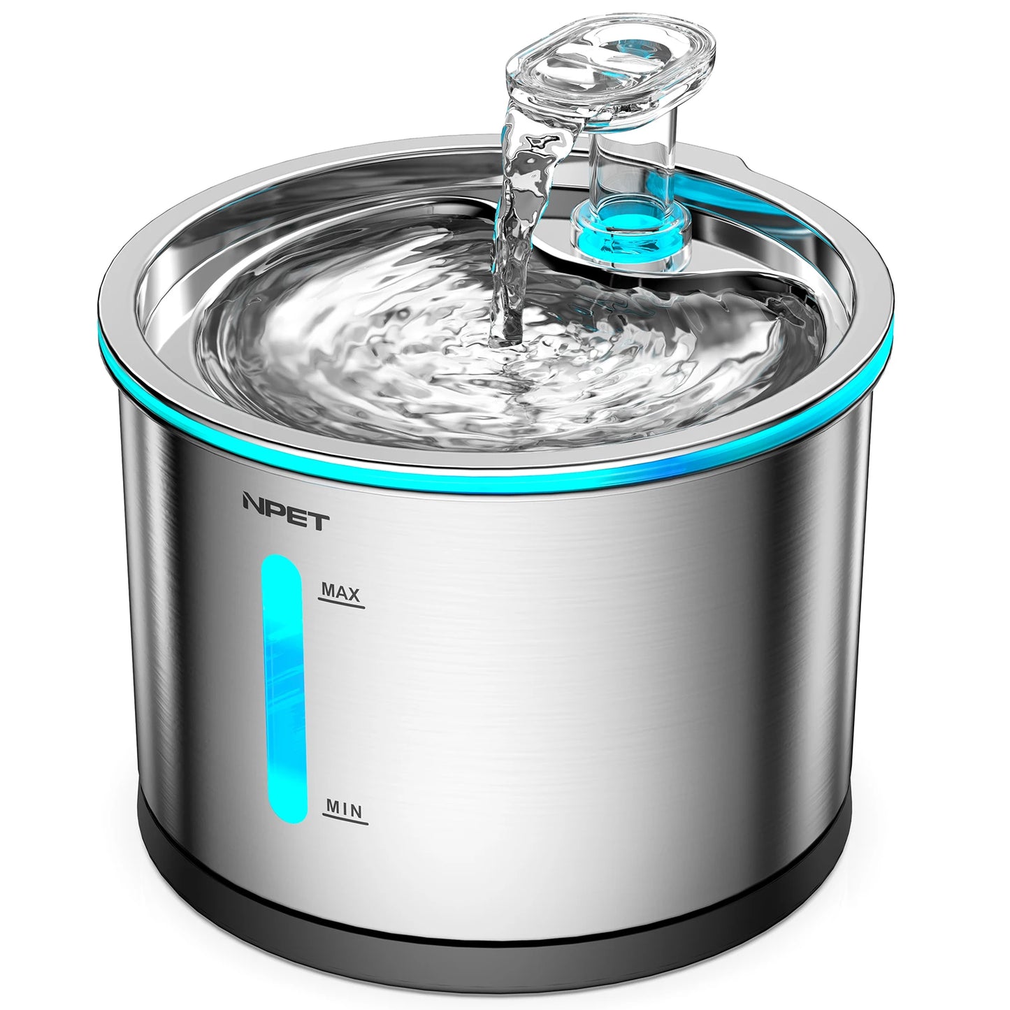 Hign-concerned NPET Feline Hydration Fountain Stainless Steel DishwasherSafe Window Light