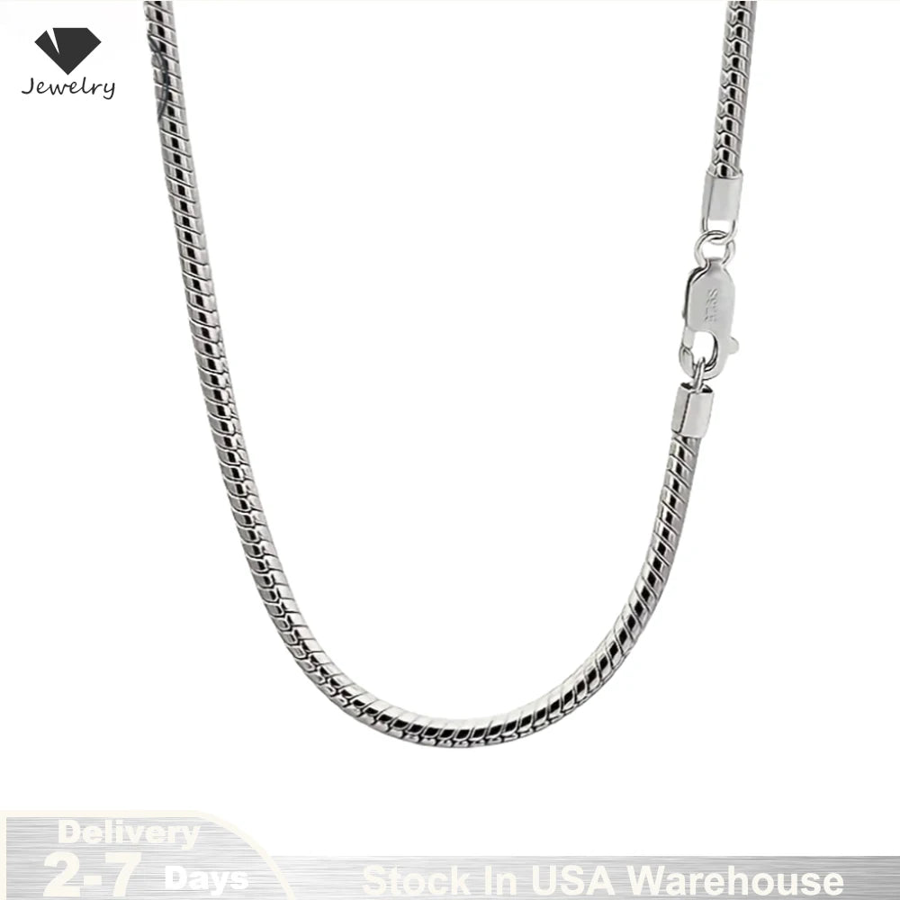 NGTC 925 Sterling Silver Snake Chain Necklace For Men Women