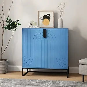 Accent Wood Grain Cabinet with 2 Doors, Storage Cabinet Sideboard with Gold Metal Legs for Living Room,Entryway and Kitchen Din