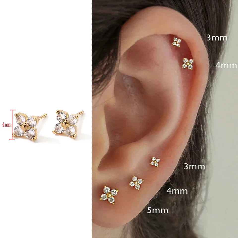 Yupsk Flower Butterfly Zircon Stud Earrings For Women