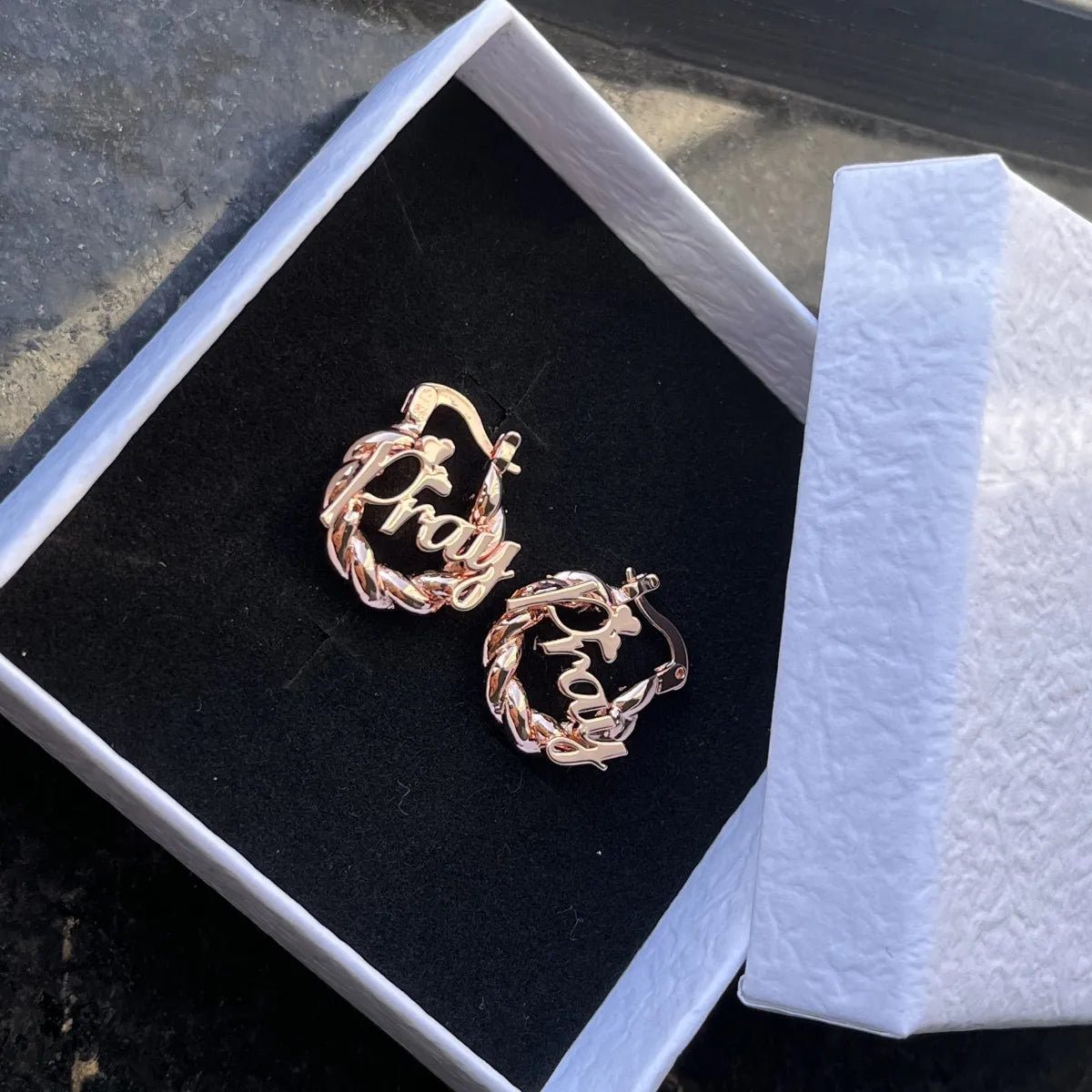 Duoying Custom Name Earrings Personalized Twist Hoop