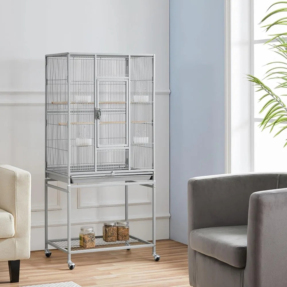 CommercialGradeAllMetal Iron Parrot Cage With Integrated Stand For Multiple Birds