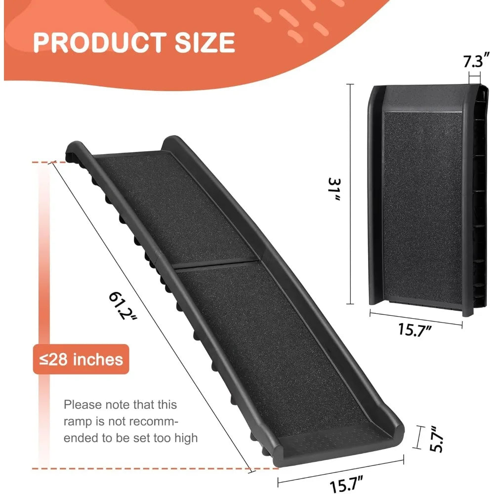 Folding Dog Ramp For Vehicle With Non Slip Raised Rails