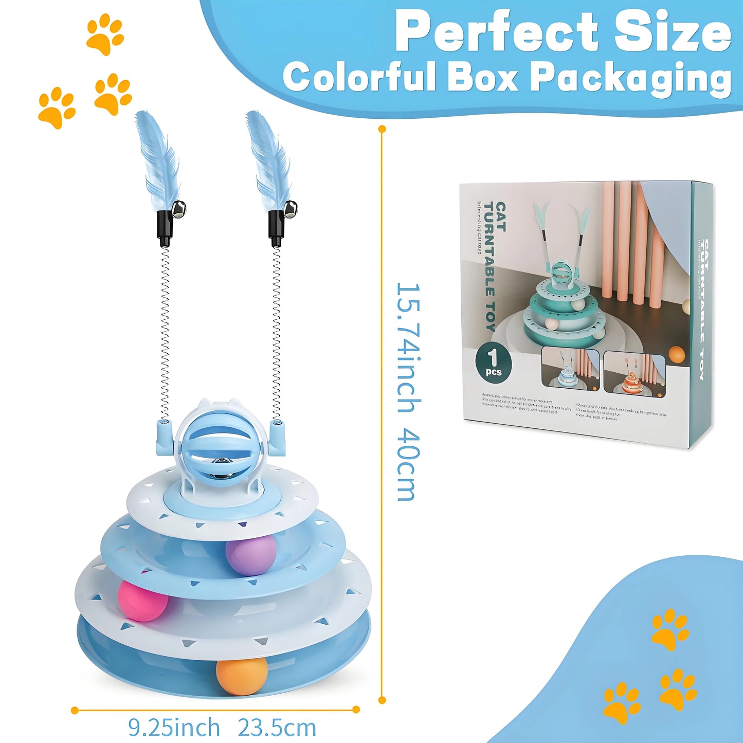 Zhejiang Premium UltraMultisensory Interactive Cat PuzzleBall Featuring TeaserWands