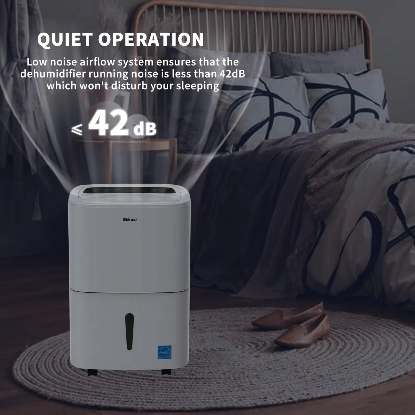 Shinco 6,000 Sq.Ft Energy Star Dehumidifier, Ideal for Large Rooms and Home Basements, Efficient Moisture Removal,1.32 Gallons