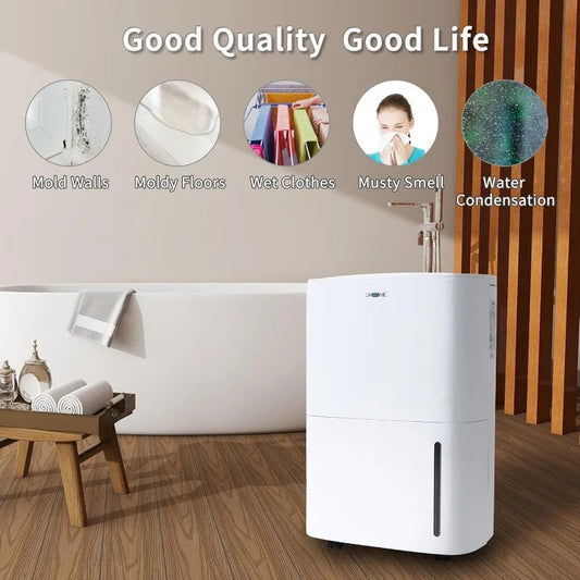 Uhome 120 Pints Dehumidifier with Drain Hose - 6000 Sq. Ft Quiet Dehumidifier for Home, Basements, Storages and Large Rooms
