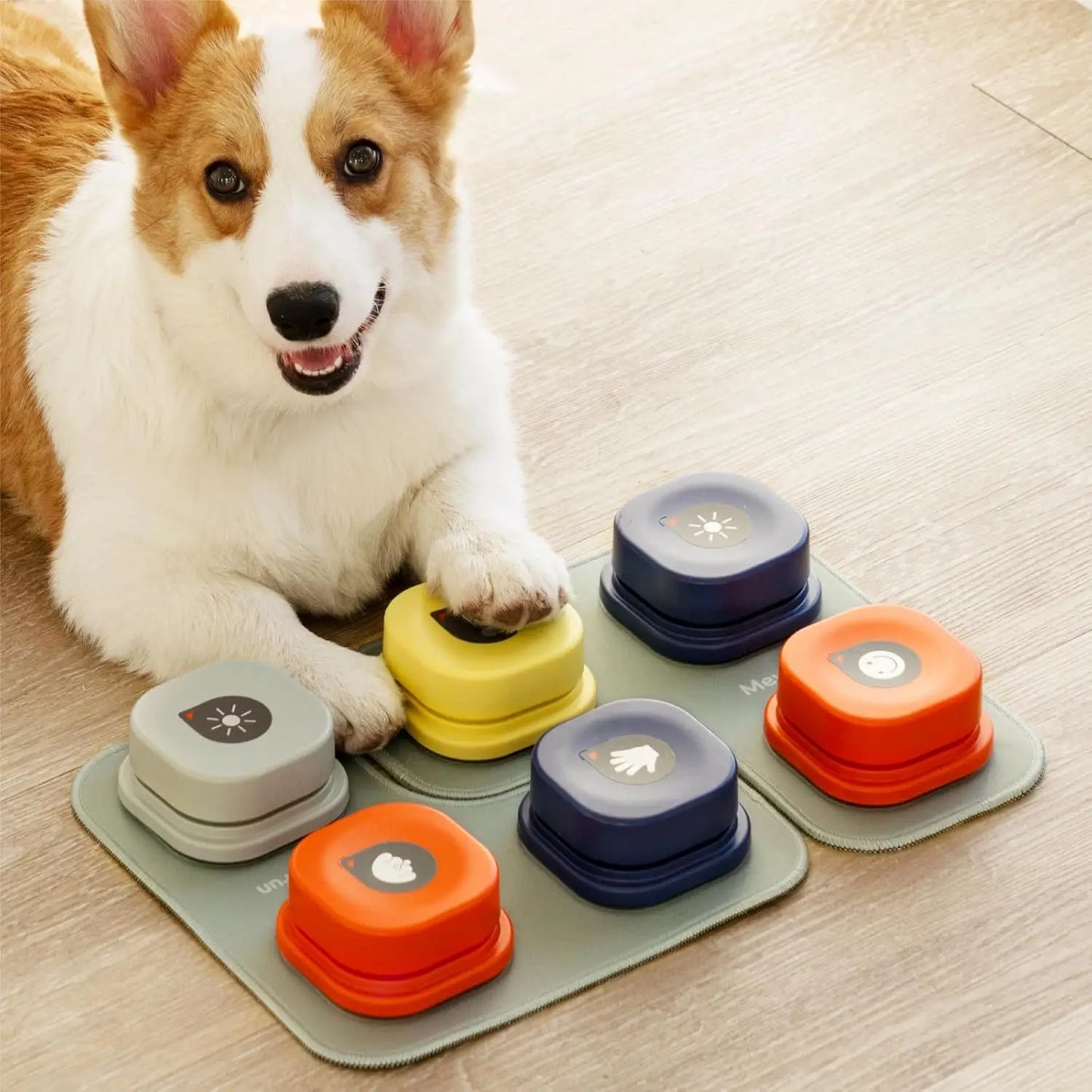 MEWOOFUN Canine Talking Buttons With Rubber Mat Recordable Communication SystemForTraining