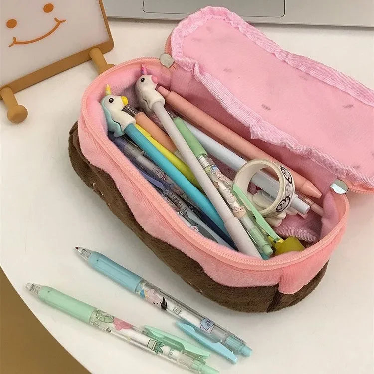 Hign-concerned Kawaii Plush Pencil Case Cherry Cake Design