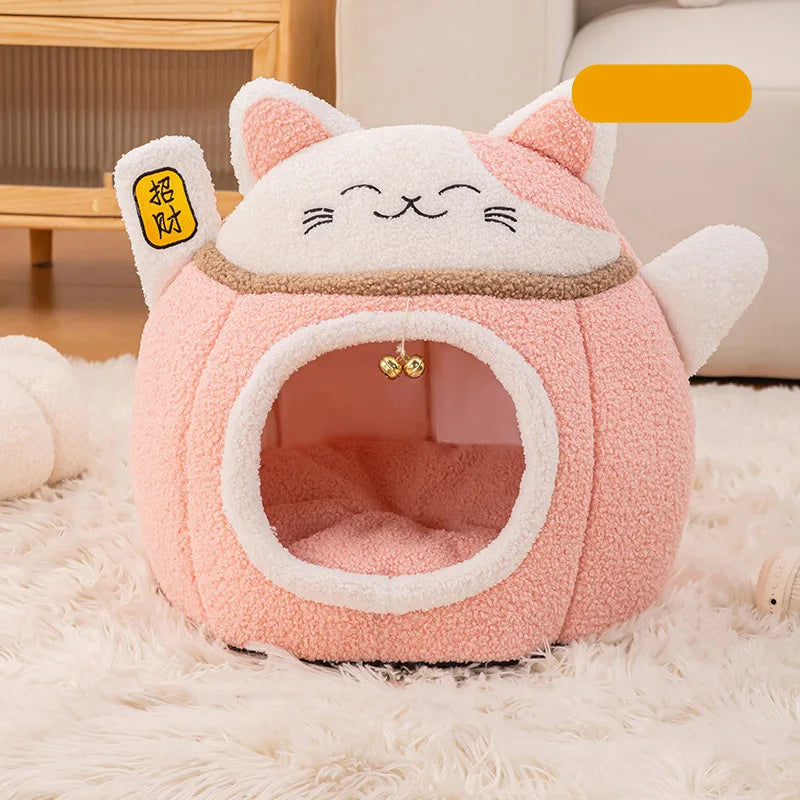 Zhejiang Lucky Fortune Cat Pet Bed Fleece Round Warm