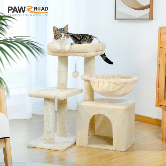 PAWZ Road Ultra-Stable MultiFunctional Cat Tree Tower Indoor Cats All-Season-Hammock
