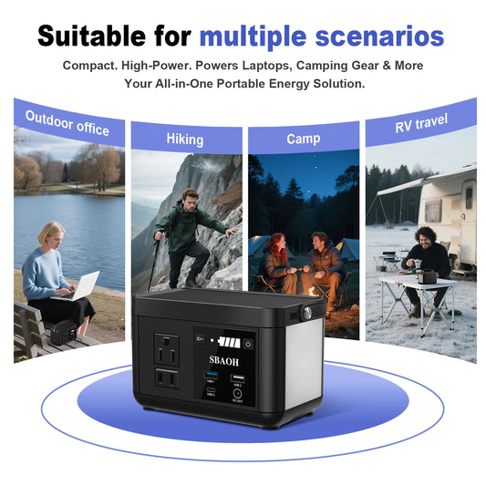 SBAOH Portable Powerstation 88.8Wh,Camping Power Station with 120W (peak 150W) AC Output,Power Solar Generator for Outdoor RV