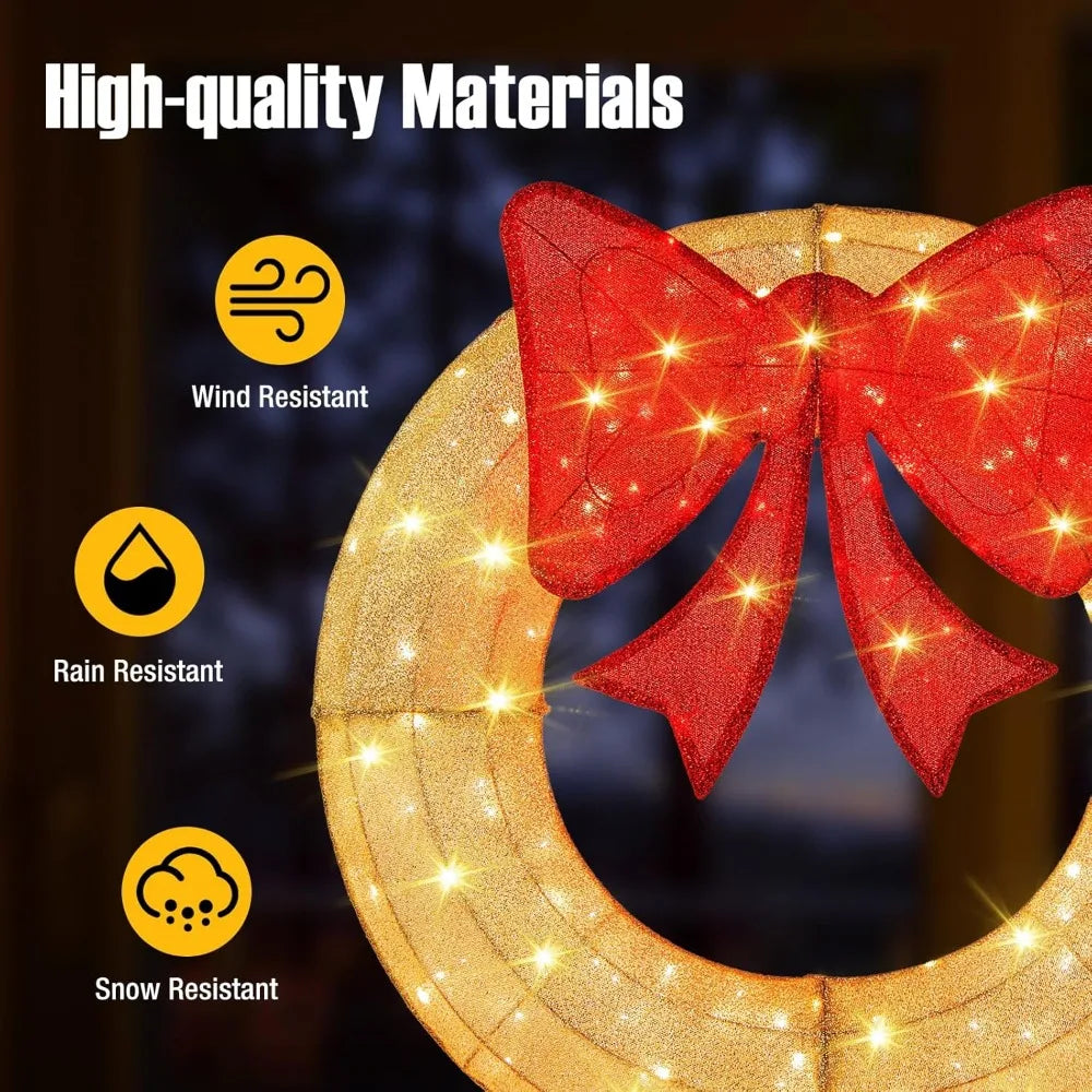 Abunda Prelit Christmas Wreath With 200 LEDs Hanging Hooks Indoor