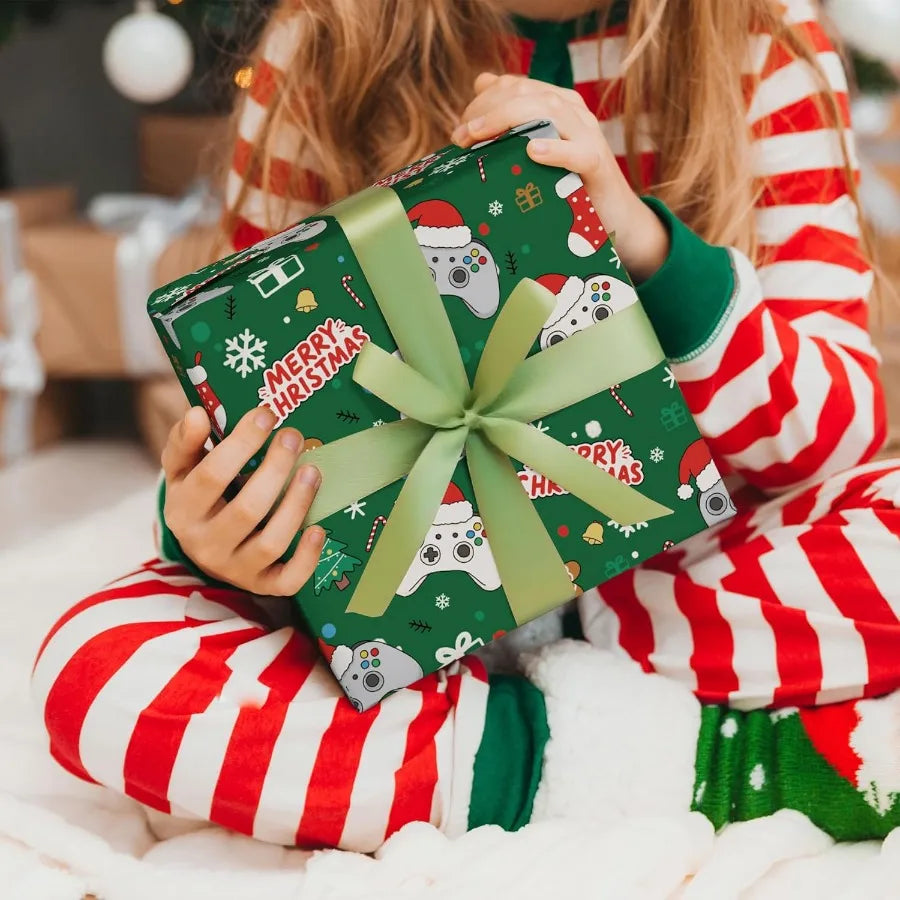 Christmas Wrapping Paper With Holiday Tree Merry Christmas