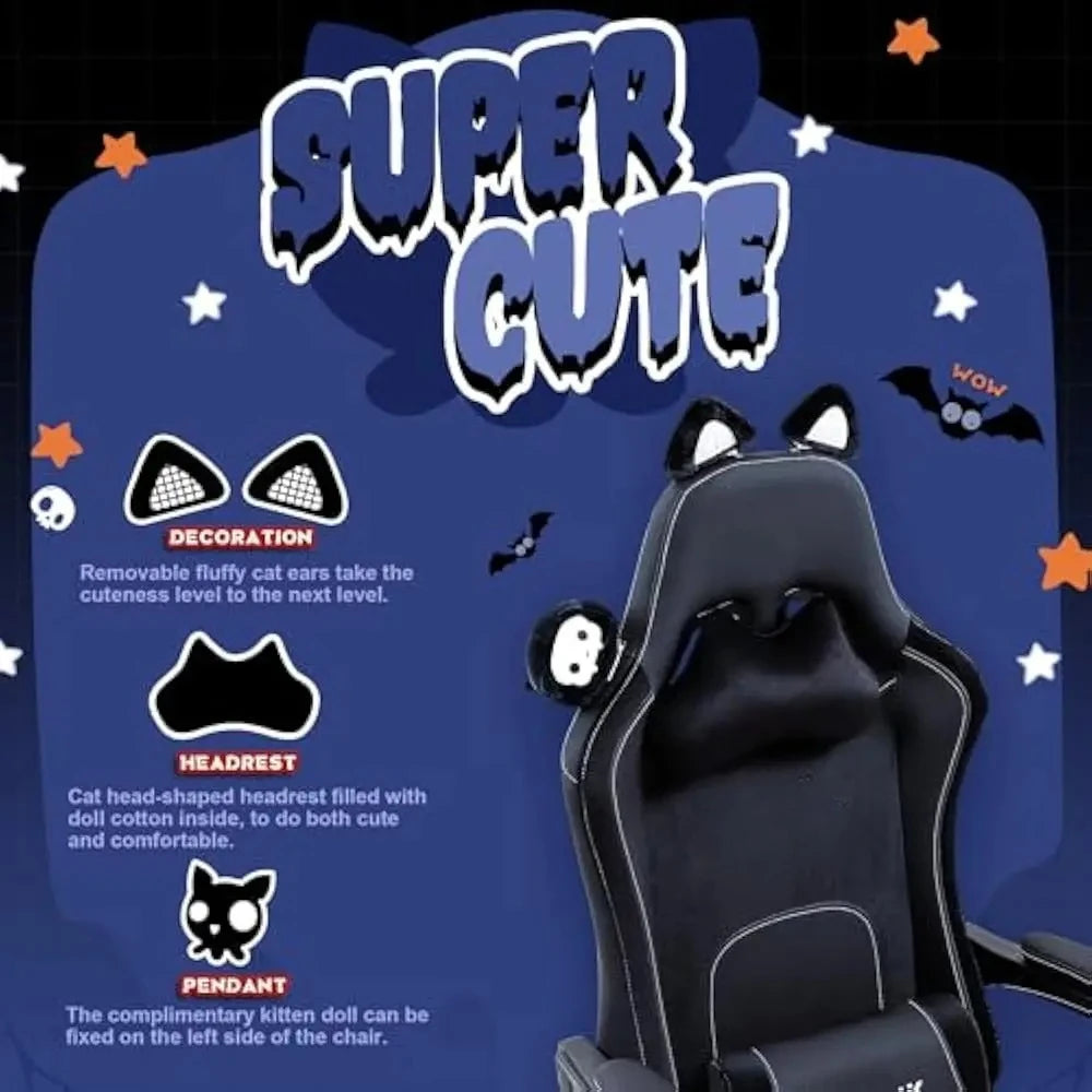Ergonomics Gaming Chair With Cat Ears And Lumbar Massage