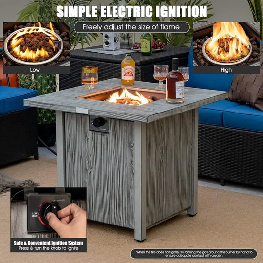 Giantex 2in1 Outdoor Gas Fire Table IndustrialGrade Weatherproofing Patio Heating