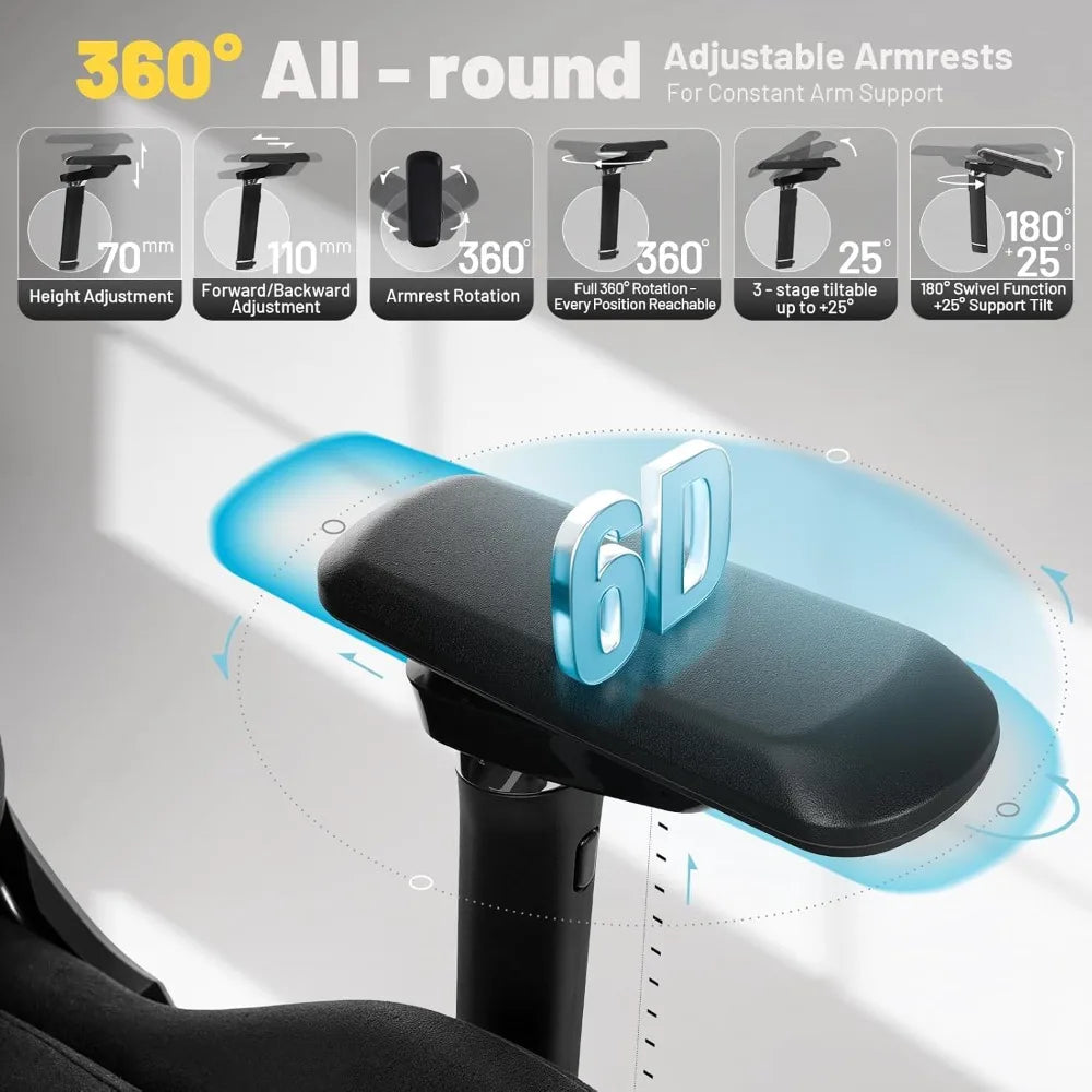 ZHUOTING Ergonomic Gaming Chair With 6D Adjustable Armrests