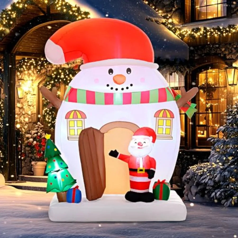Hign-concerned Christmas Inflatable Snowman Decor With Santa Tree