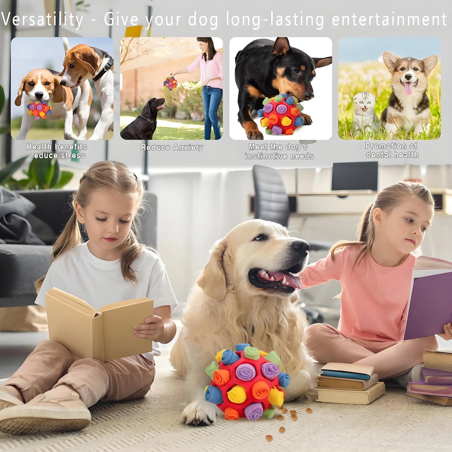 Hign-concerned Mental Stimulation Snuffle Ball Dog Chew Resistant Puzzle Enrichment