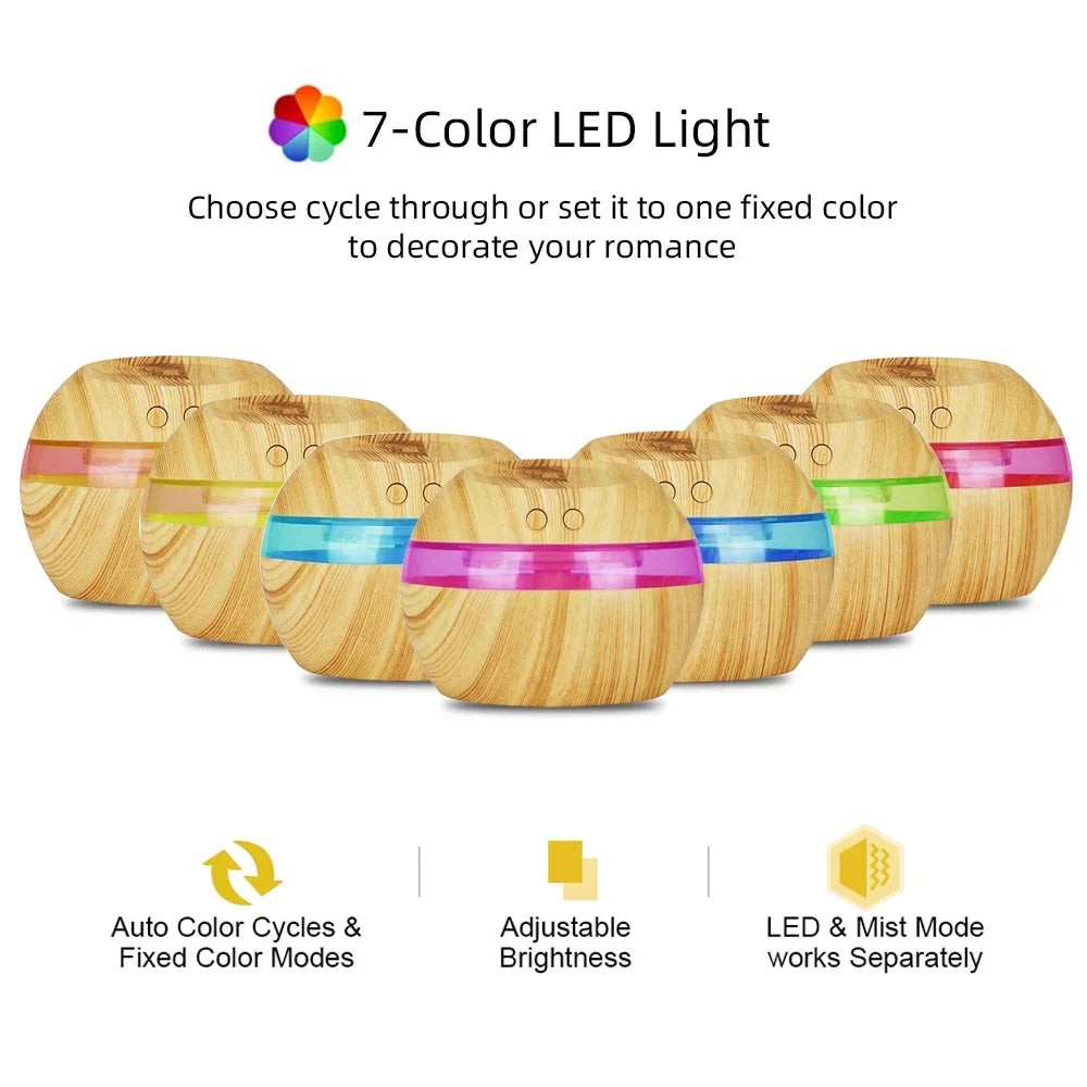 Hign-concerned Ultra Quiet Wood Grain Humidifier For Aromatherapy