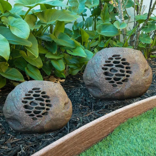 Hot Products.Waterproof Bluetooth Solar-Powered Outdoor Wireless Rock Speaker – Set of 2