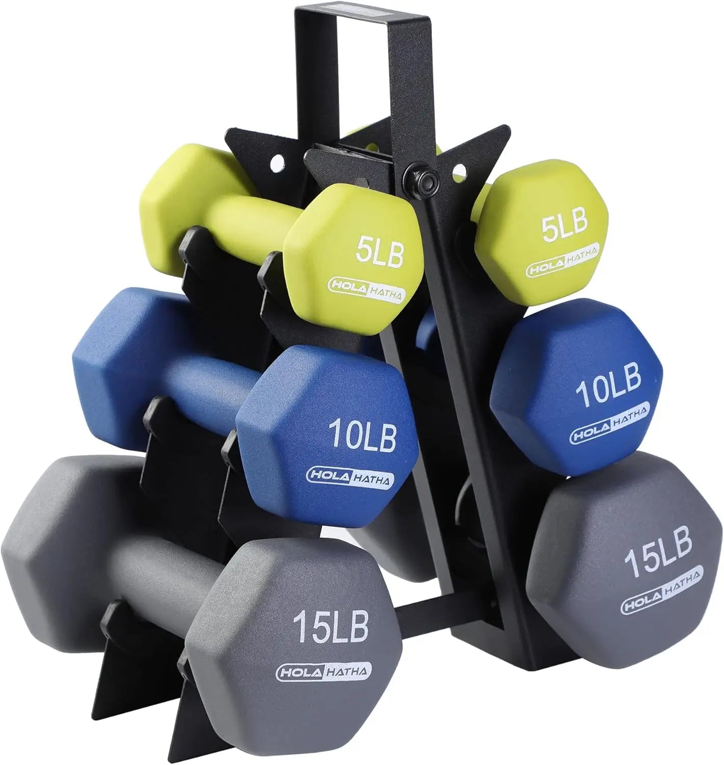 Neoprene Dumbbell Free Hand Weight Set with Rack