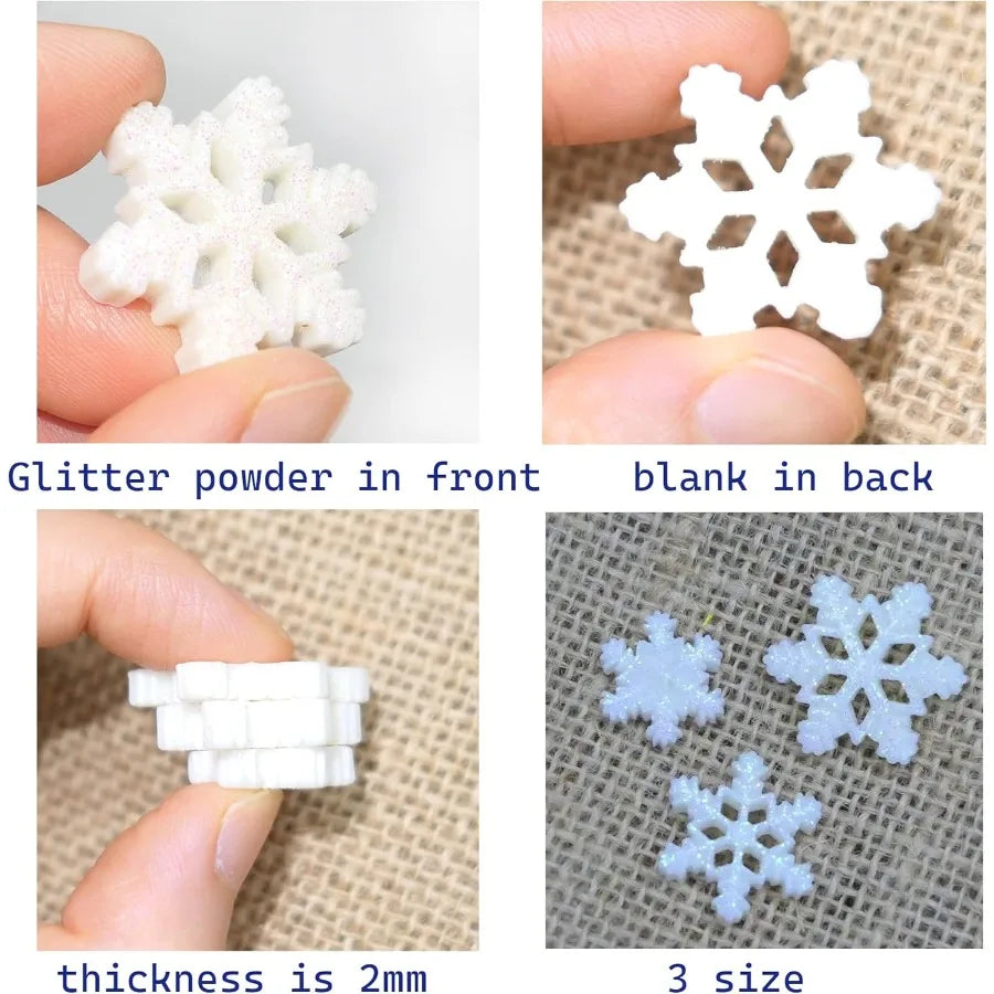 Glitter Plastic Snowflakes Embellishments For Christmas Crafts