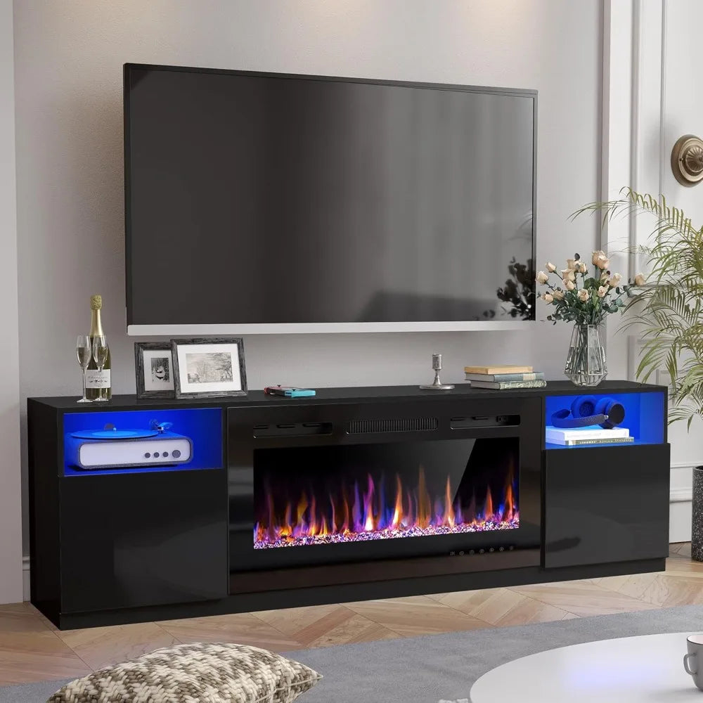 70" Fireplace TV Stand for TVs Up to 80" with 36" Electric Fireplace, TV Console for The Living Room, Entertainment Center