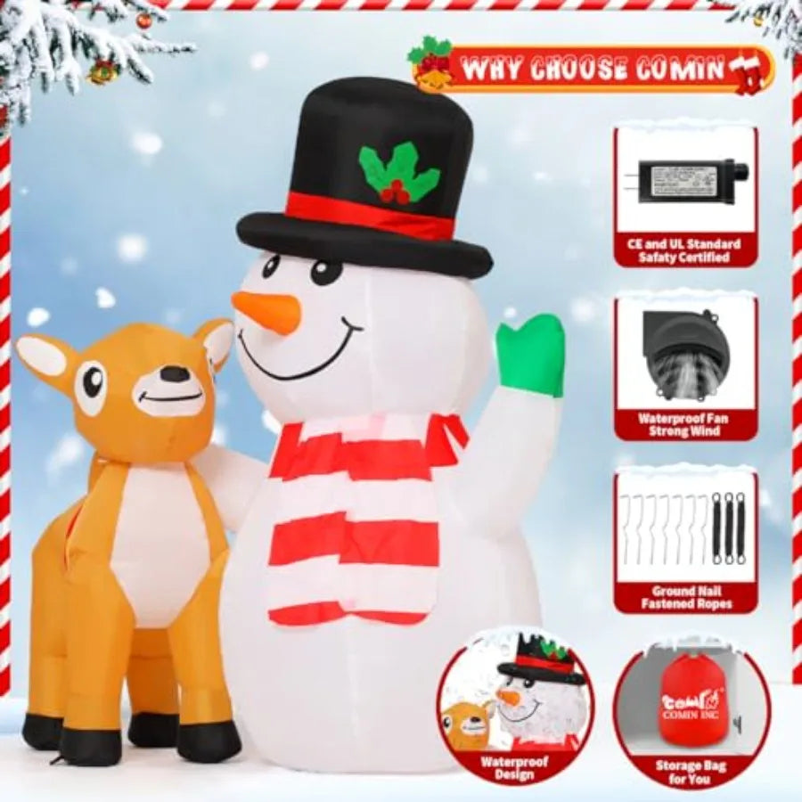 Hign-concerned Christmas Inflatable Snowman Reindeer With LED Lights