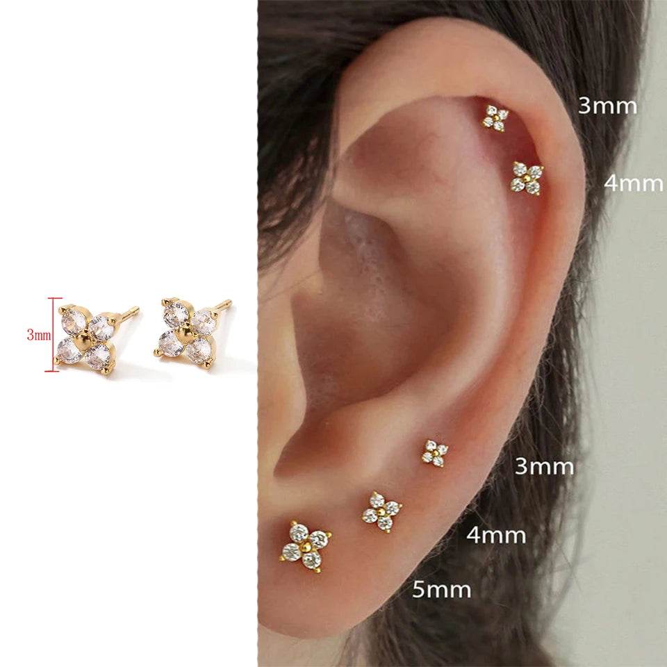 Yupsk Flower Butterfly Zircon Stud Earrings For Women