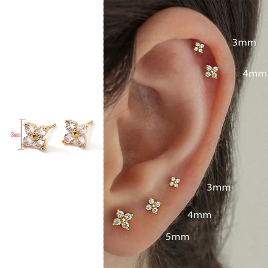 Yupsk Flower Butterfly Zircon Stud Earrings For Women