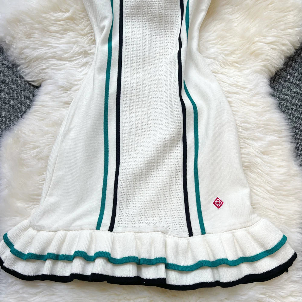 YuooMuoo Brand Fashion Women Knitted Mini Dress Ins Hot Sexy Package Hips Ruffled Party Dress Streetwear Lady Outfits Vestidos