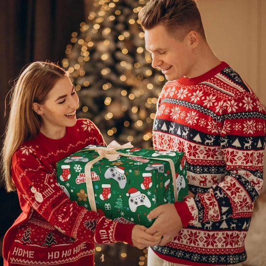 Christmas Wrapping Paper With Holiday Tree Merry Christmas