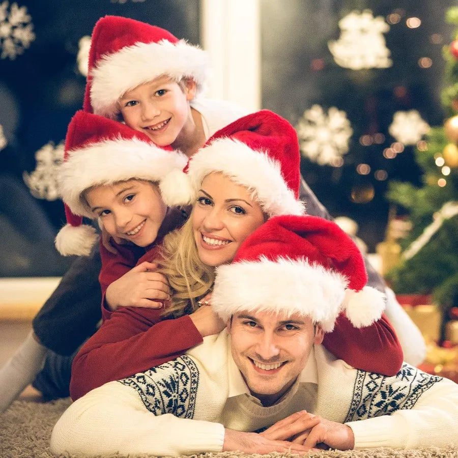 JUANANIUG Santa Hat For Adults Classic Fur Christmas Party