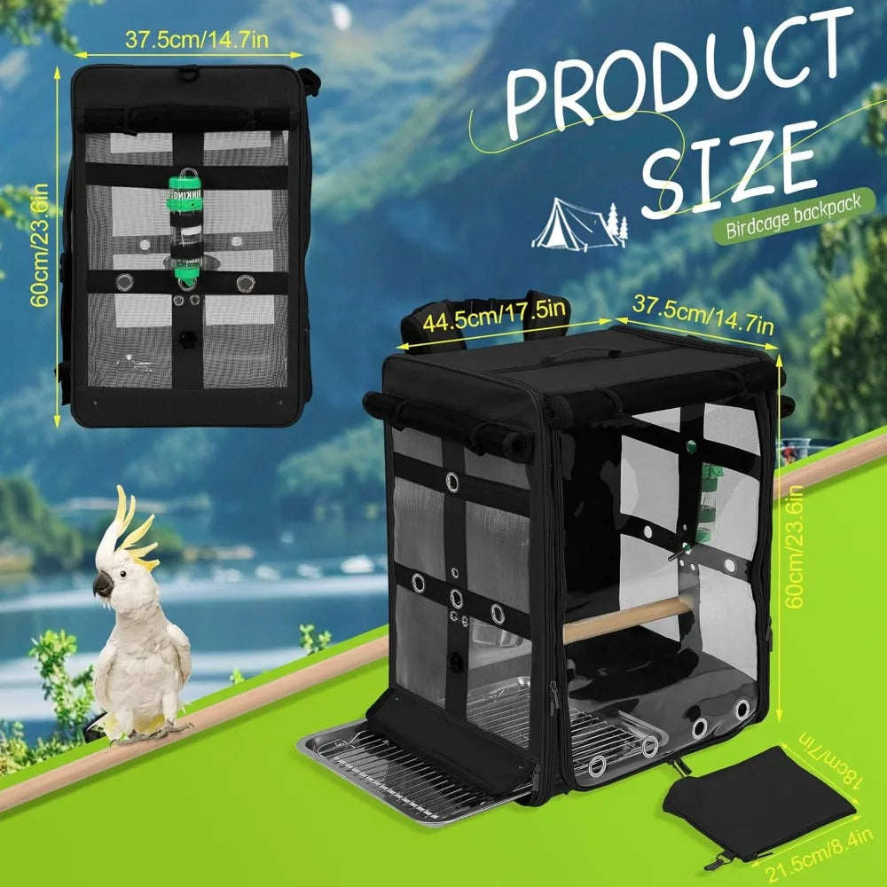 TIFICY Durable Bird Carrier Travel Cage For Cockatoos Parrots UnbreakableStainlessSteelMesh