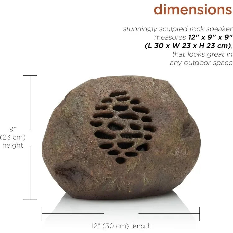 Hot Products.Waterproof Bluetooth Solar-Powered Outdoor Wireless Rock Speaker – Set of 2