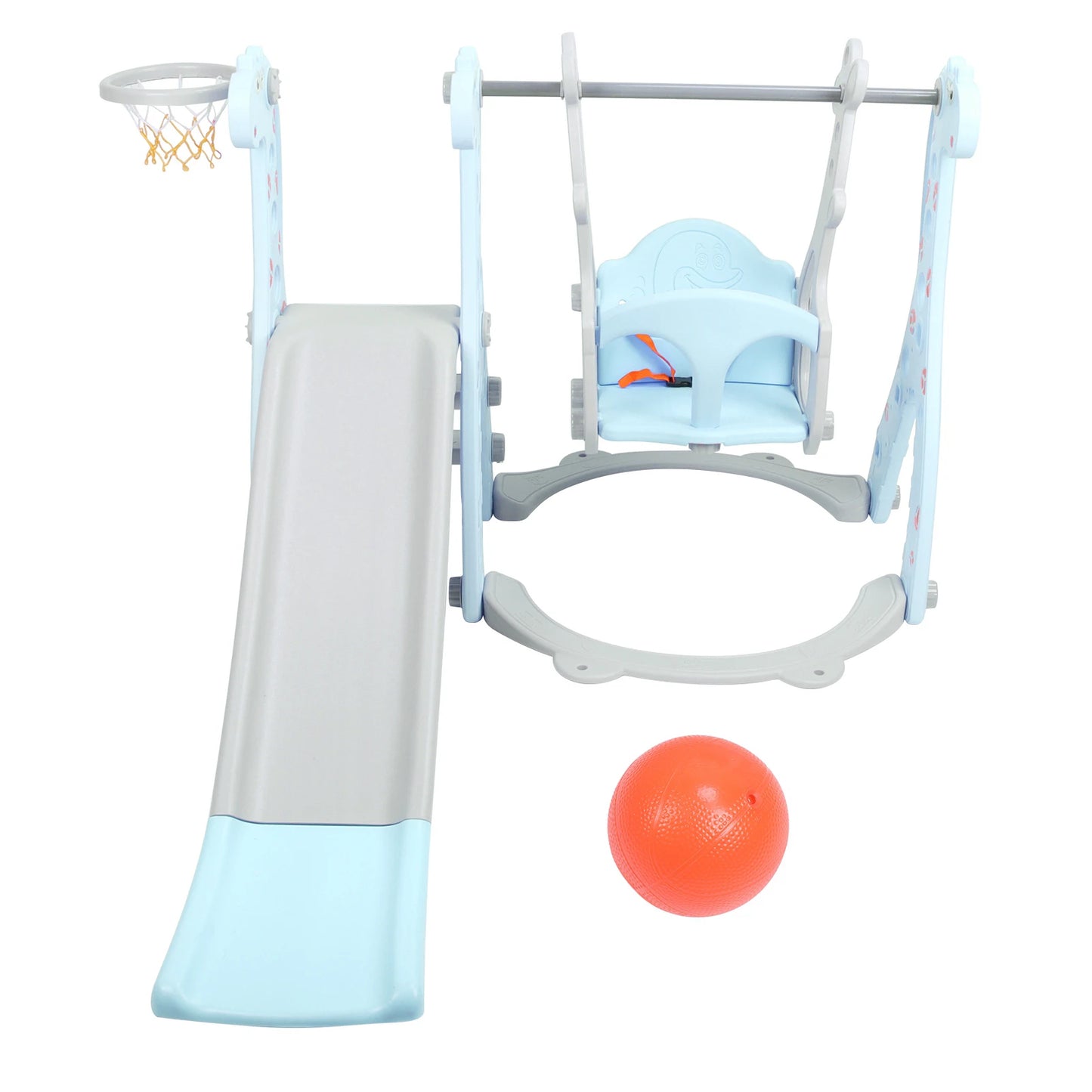 Children Play Slide Set Toddler Climber Swing Set with Basketball Hoop Outdoor Indoor Children Play Slide Set Climber Swing Set