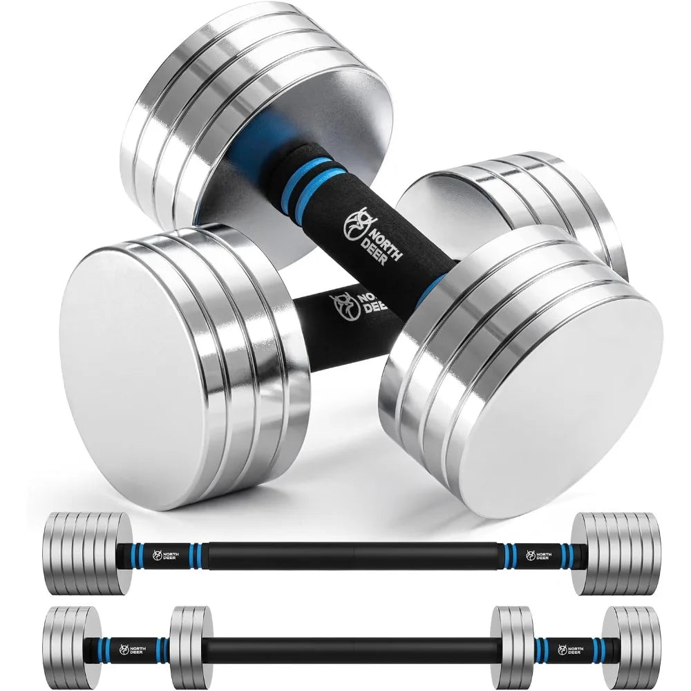 Adjustable Steel Dumbbells 2 in 1 Set for Home Gym